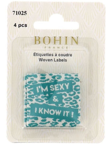 Conjunto de 4 etiquetas para costurar - I´m sexy & I know it!
