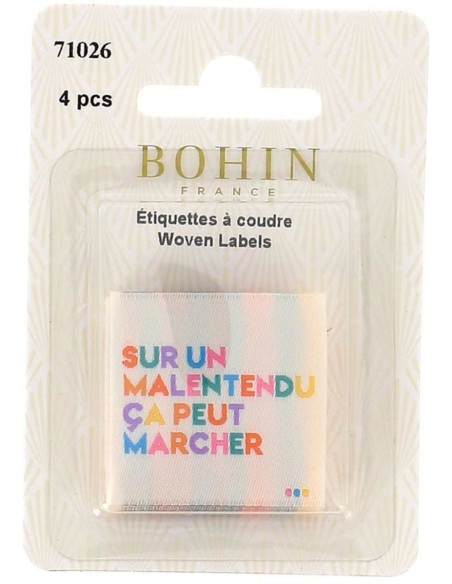 Conjunto de 4 etiquetas para costurar - Num mal-entendido pode funcionar