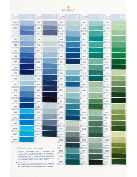 Cartela de cores com 500 tons mouliné e perlé DMC
