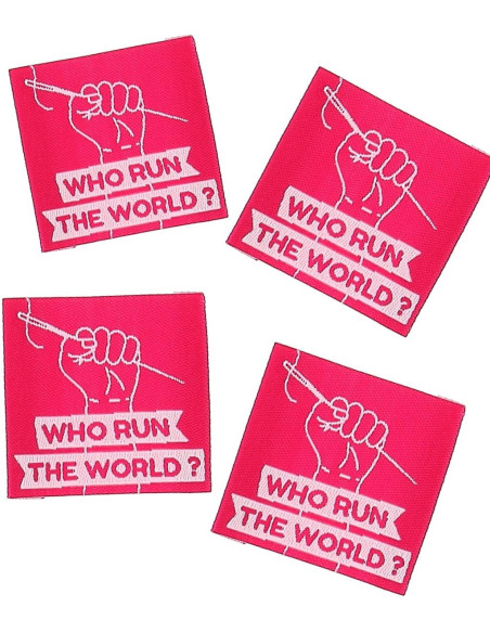 Conjunto de 4 etiquetas para costurar - Quem comanda o mundo?