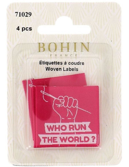 Conjunto de 4 etiquetas para costurar - Quem comanda o mundo?