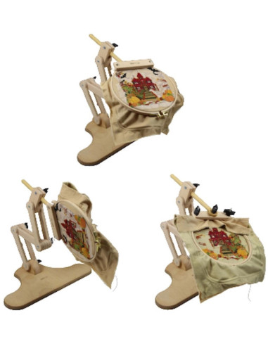 Suporte ajustável de mesa com múltiplas configurações para bastidor de bordado