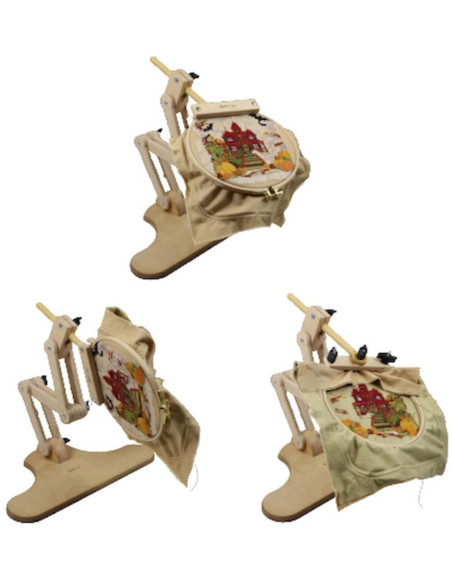 Suporte ajustável de mesa com múltiplas configurações para bastidor de bordado