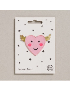 Patch termocolante - Coração rosa com asas