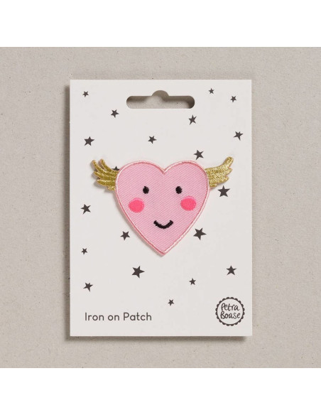 Patch termocolante - Coração rosa com asas