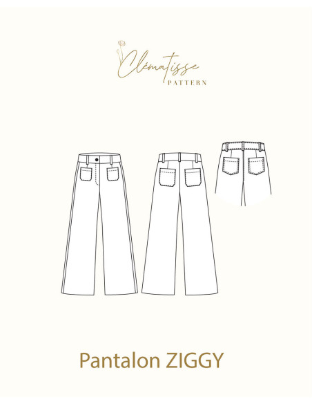Molde de calça Ziggy - Clématisse Pattern