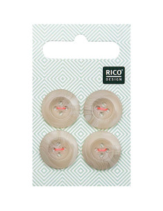 Cartão com 4 botões de imitação de chifre - Bege 17 mm