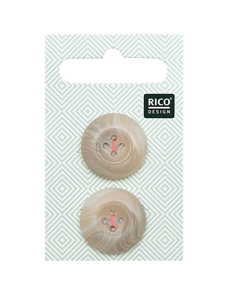 Cartão de 2 botões escama aspeto chifre - Bege 22 mm