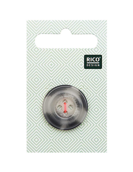 Botão de 1 furo com aparência de chifre - Bege e cinza 25 mm