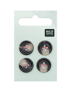 Cartão com 4 botões de imitação de chifre - Cinza 15 mm