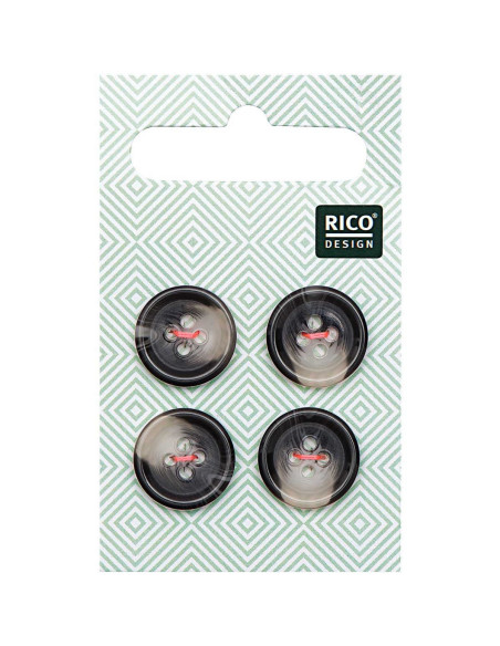 Cartão com 4 botões de imitação de chifre - Cinza 15 mm