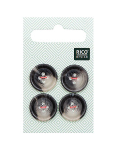 Cartão com 4 botões de imitação de chifre - Cinza 17 mm