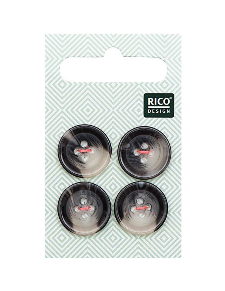 Cartão com 4 botões de imitação de chifre - Cinza 17 mm