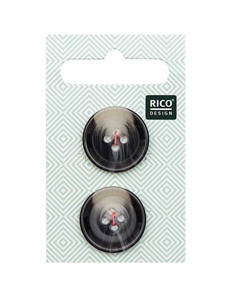 Cartão com 2 botões de imitação de chifre - Cinza 22 mm