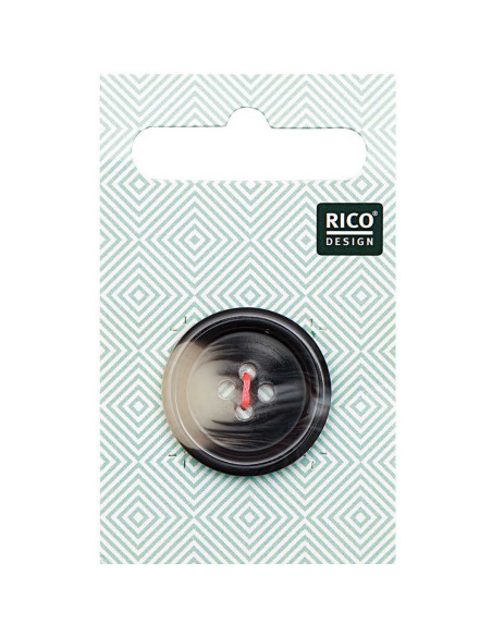 Cartão de 1 botão escama aspeto chifre - Cinza 25 mm