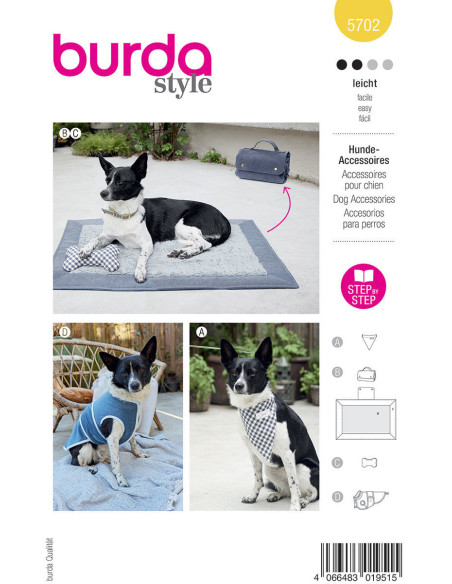 Padrão de acessórios para cães - Burda 5702