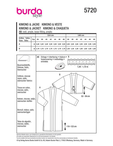 Molde de casaco - Burda 5720