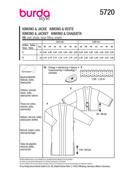Molde de casaco - Burda 5720