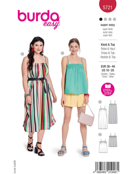 Molde de vestido e top - Burda 5721