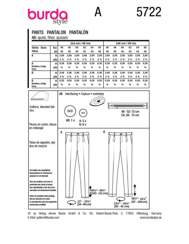 Molde de calça - Burda 5722