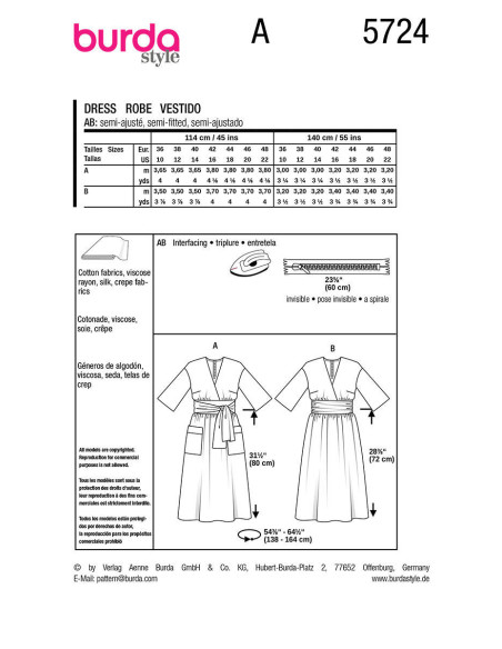 Molde de vestido - Burda 5724