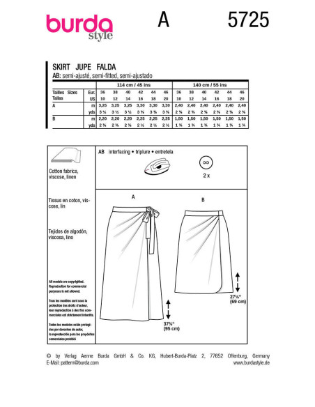 Molde de saia - Burda 5725