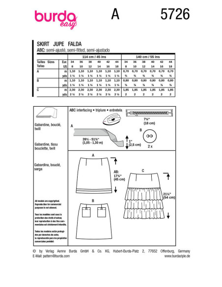 Molde de saia - Burda 5726