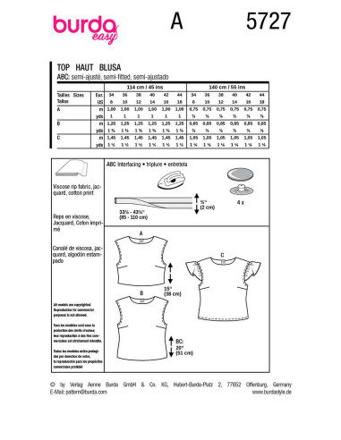 Molde de top - Burda 5727