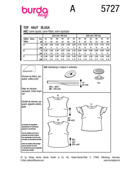 Molde de top - Burda 5727