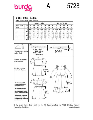Molde de vestido - Burda 5728