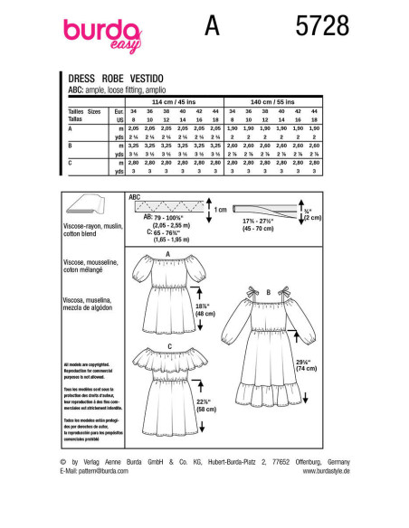 Molde de vestido - Burda 5728