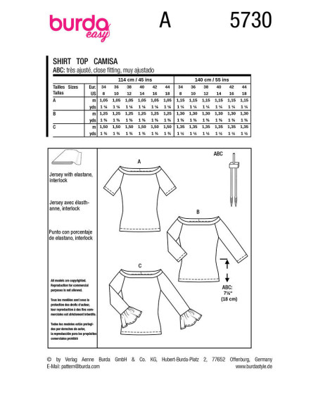 Molde de top - Burda 5730