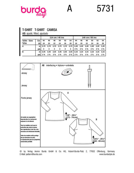 Molde de top - Burda 5731