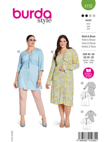 Molde de vestido e blusa - Burda 5732