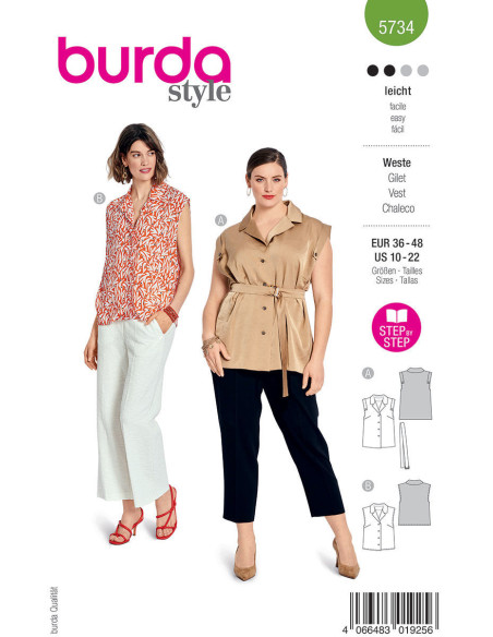 Molde de colete - Burda 5734