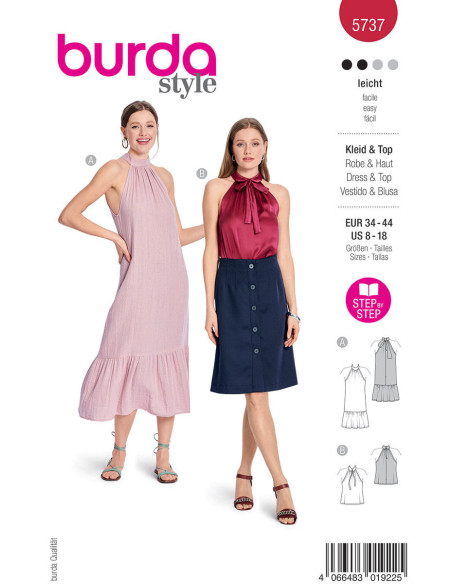 Molde de vestido e top - Burda 5737