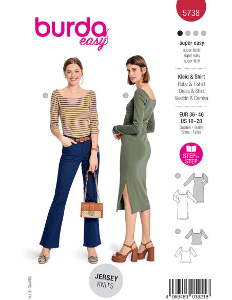 Molde de vestido e top - Burda 5738