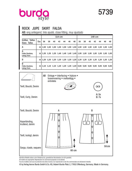 Molde de saia - Burda 5739
