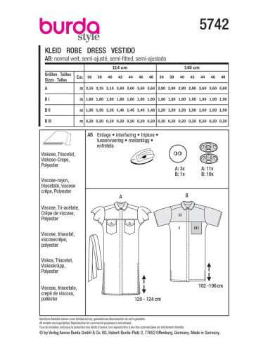Molde de vestido - Burda 5742