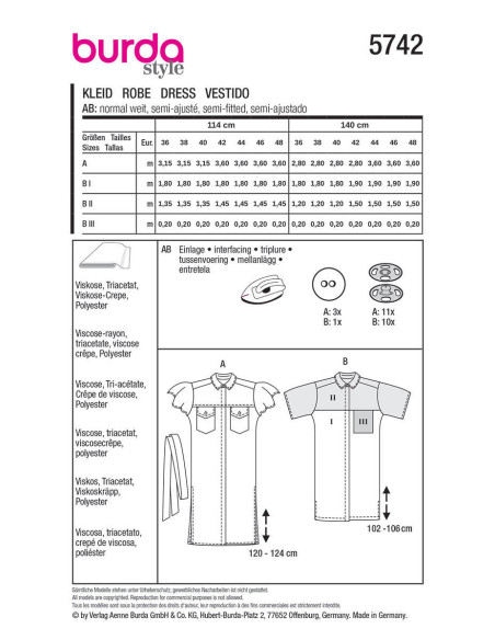 Molde de vestido - Burda 5742
