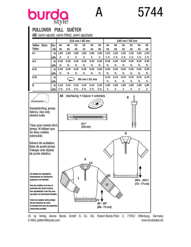 Molde de pulôver - Burda 5744