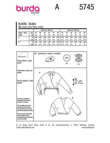 Molde de blusa - Burda 5745