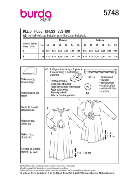 Molde de vestido - Burda 5748