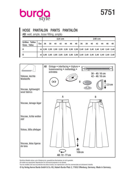 Molde de calça - Burda 5751