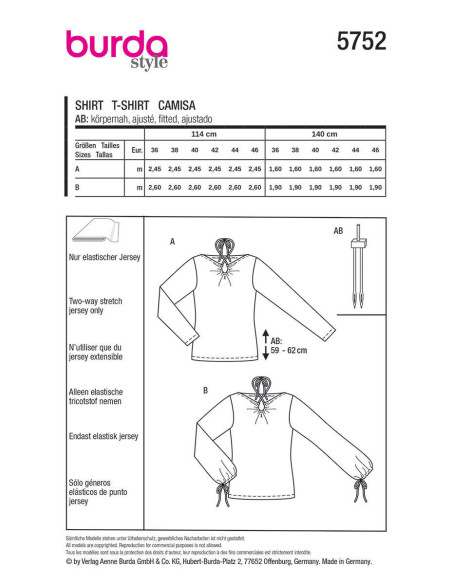 Molde de top - Burda 5752