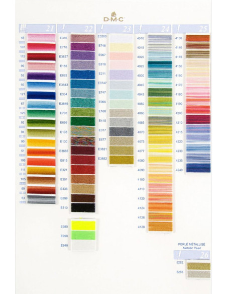 Cartela de cores com 500 tons mouliné e perlé DMC