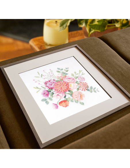 Kit de bordado em ponto cruz - Bouquet frescor