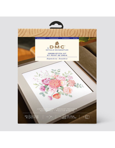 Kit de bordado em ponto cruz - Bouquet frescor