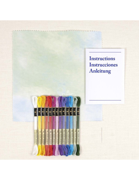 Kit de bordado ponto cruz - Meia-lua floral