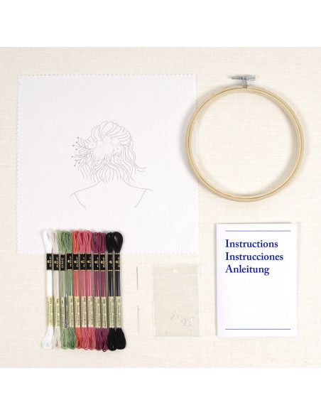 Kit de bordado - Penteado floral